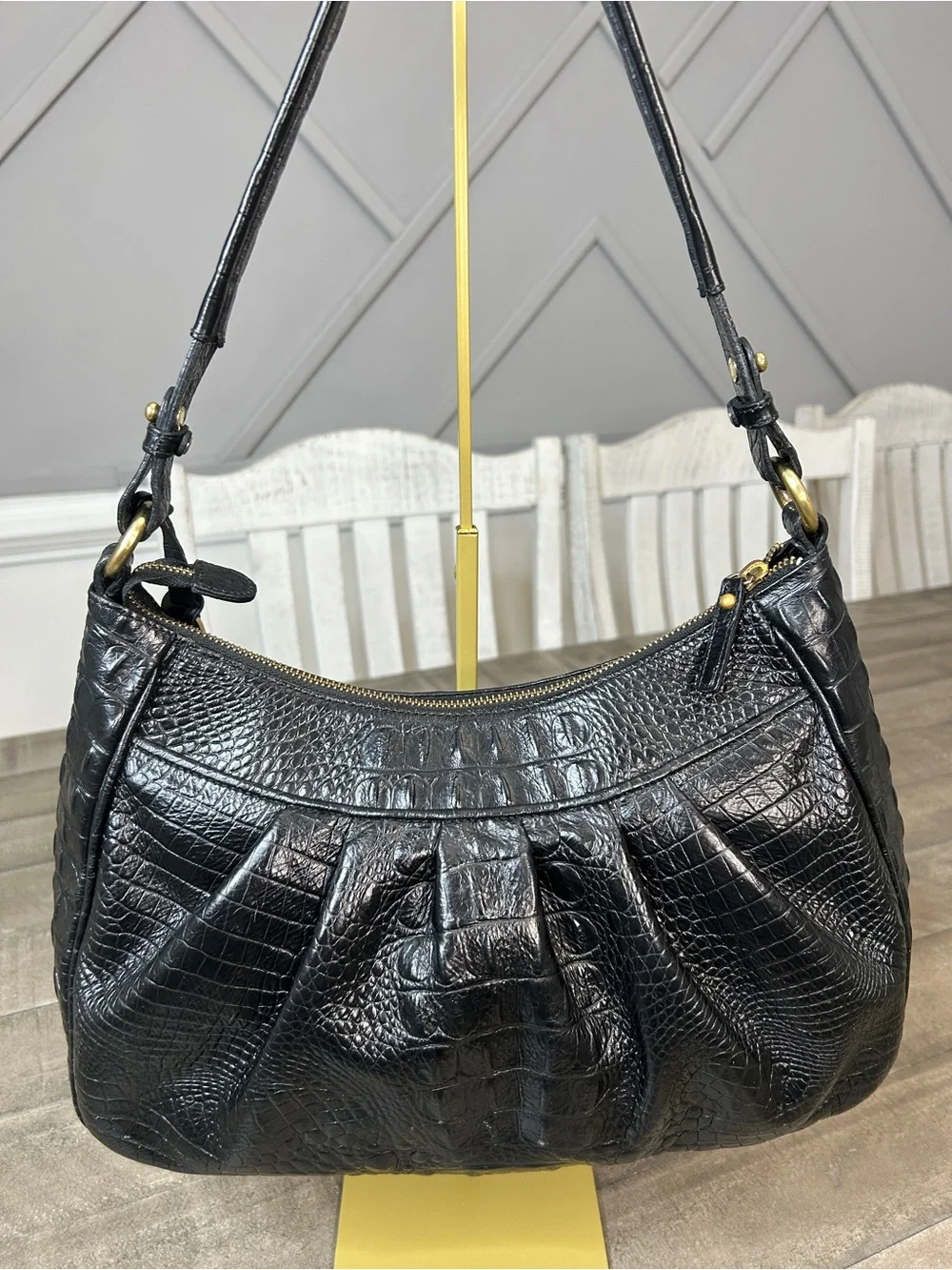 Brahmin black croc
